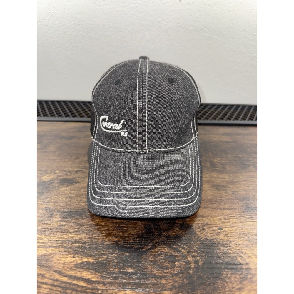 Conrad Trucker Hat Black Mesh Snapback Otto Cap Denim Contrast Stitch Adjustable